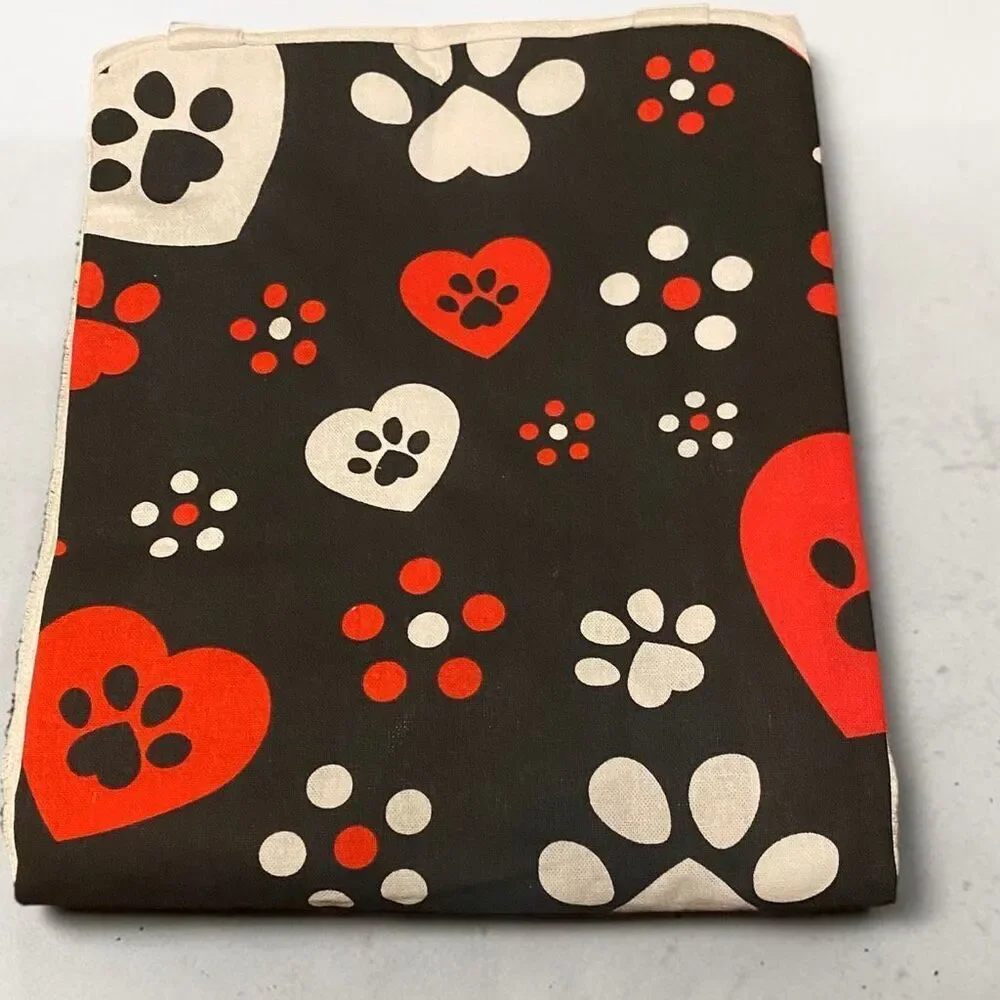 Temp-tations Cottagecore Apron Set Cotton Paw Heart Print Black Red OS